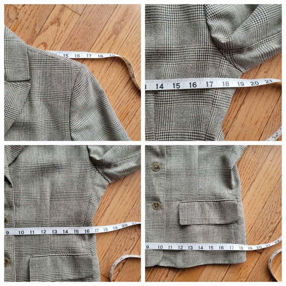 Austin Reed Plaid Taupe Silk Blend Core Blazer Jacket 6 Vintage - Picture 12 of 13